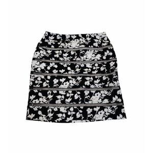 White House Black Market Womens Pencil Skirt black Floral Mini Lined sz  00